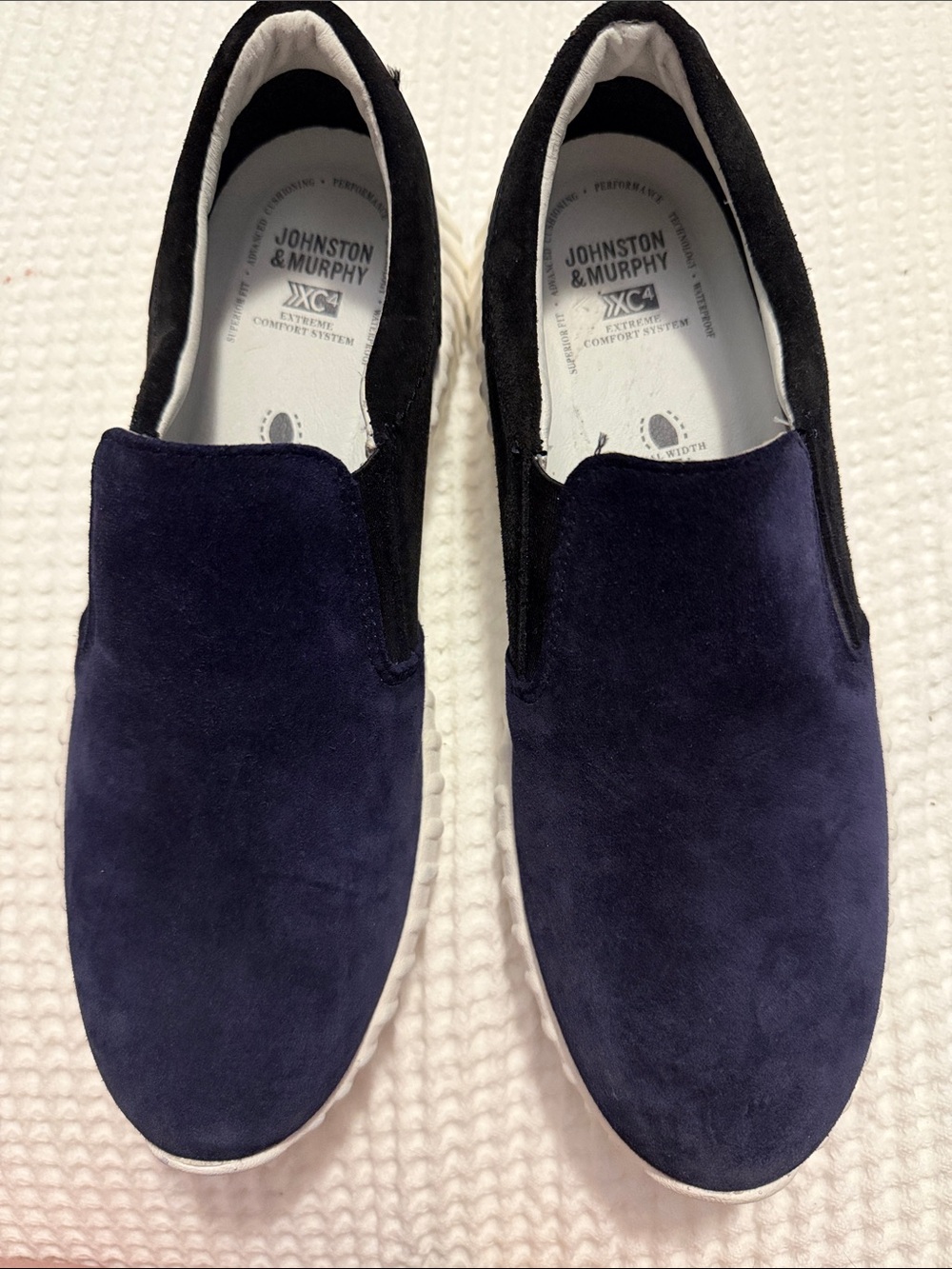 Johnston & Murphy Navy and Black Suede Slip-On Sneakers